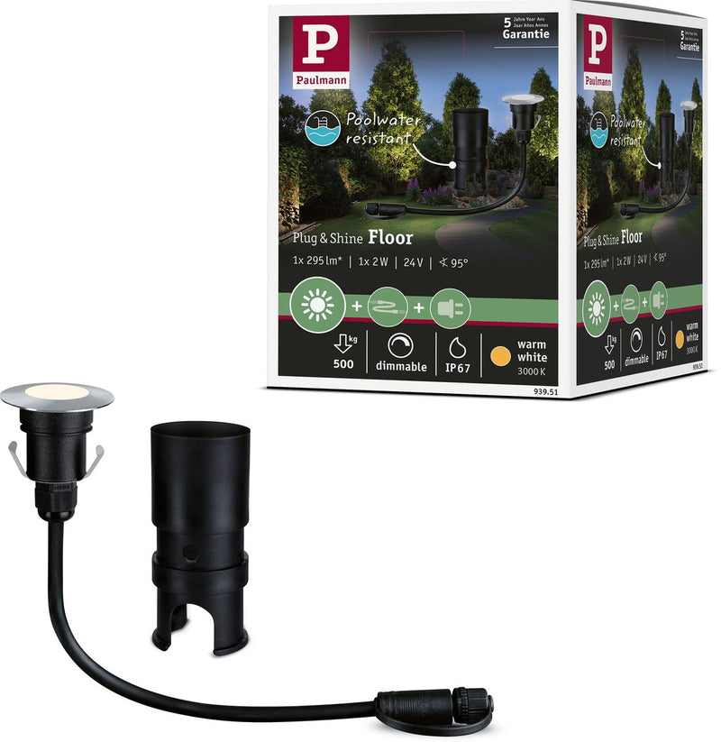 Paulmann plug Shine LED-Grondinbouwlampe de sol mini spot à perte ip67 3000k 2,5w argent