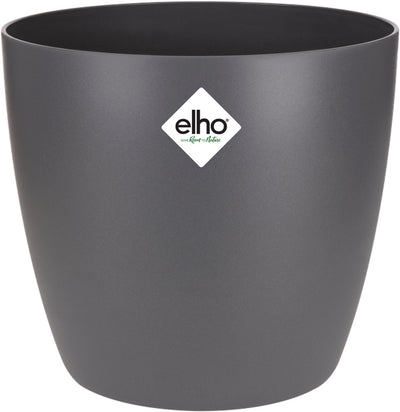 Elho brussels round 20 - pot de fleur d'intérieur - 100% plastique recyclé - ø 20,0 x h 18,7 cm - anthracite