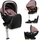 Lionelo moxie i-size set - siège auto avec base ISOFIX rotative - siège auto rwf dès la naissance - tissu bambou - rotation 360° - crochets de ceinture magnétiques - dri-seat - appui-tête avec mousse à mémoire de forme - 4,3 kg - respirant et lavable