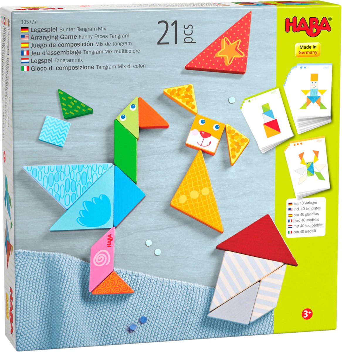 Haba jeu de formes mix tangram 21,9 x 21,9 cm bois 21 pièces