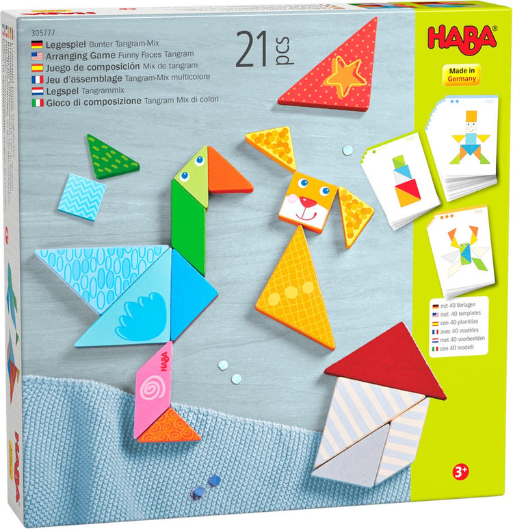 Haba jeu de formes mix tangram 21,9 x 21,9 cm bois 21 pièces