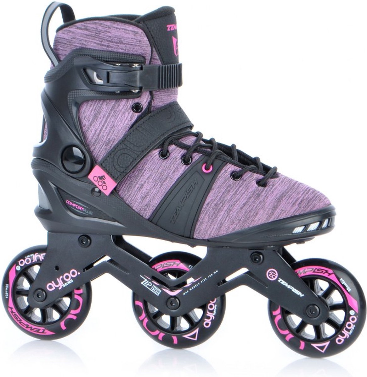 Tempish ayroo 3x90 patins à roues alignées femme - 3 roues 90mm - patins à roues alignées fitness speed - noir rose - taille 42