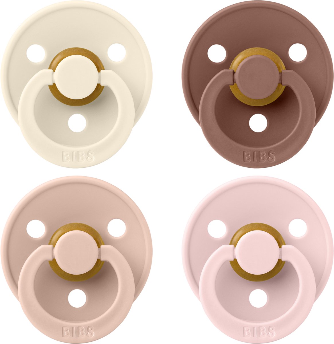 Bavoirs – sucettes - couleur – paquet de 4 – ronds - fleur de marmotte blush ivoire – taille 2