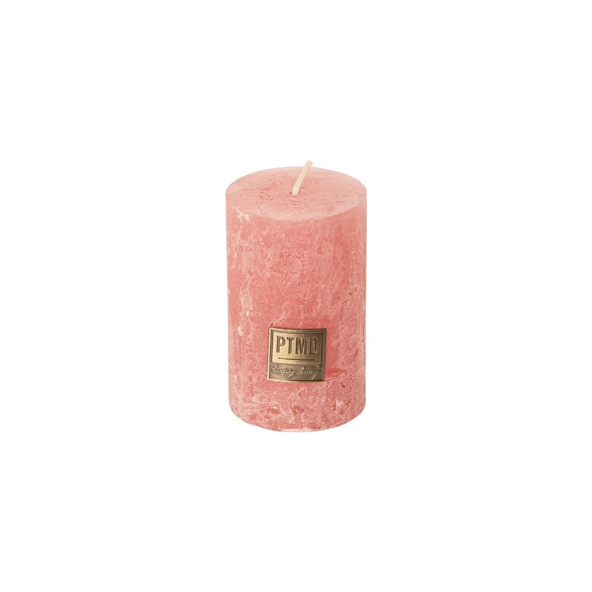 Ptmd bougie pilier rustique rose 8cm