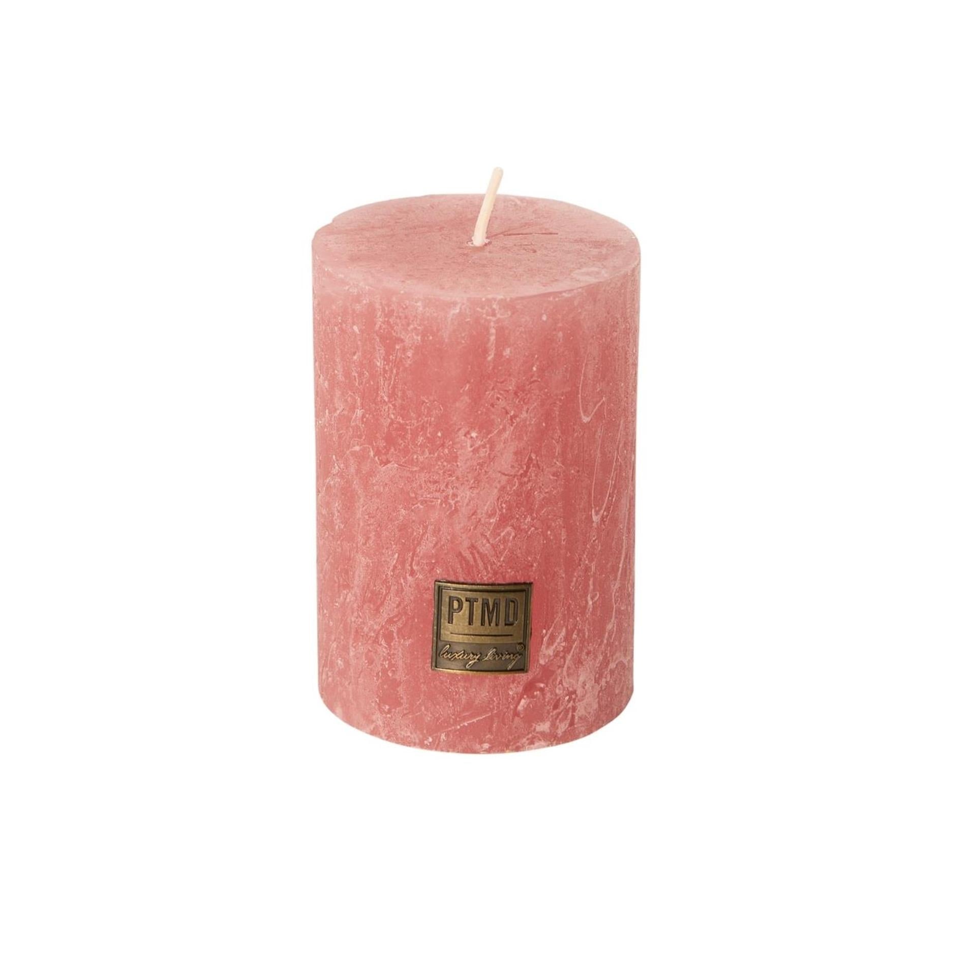Ptmd bougie pilier rustique rose 10cm