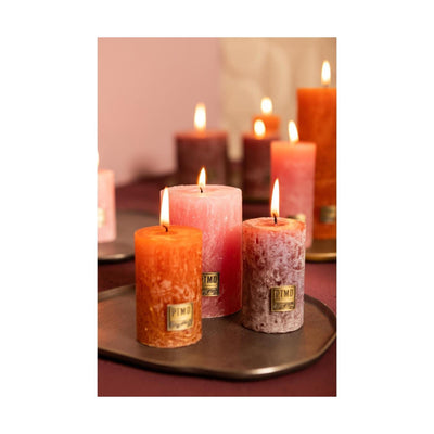 Ptmd bougie pilier rustique rose 10cm