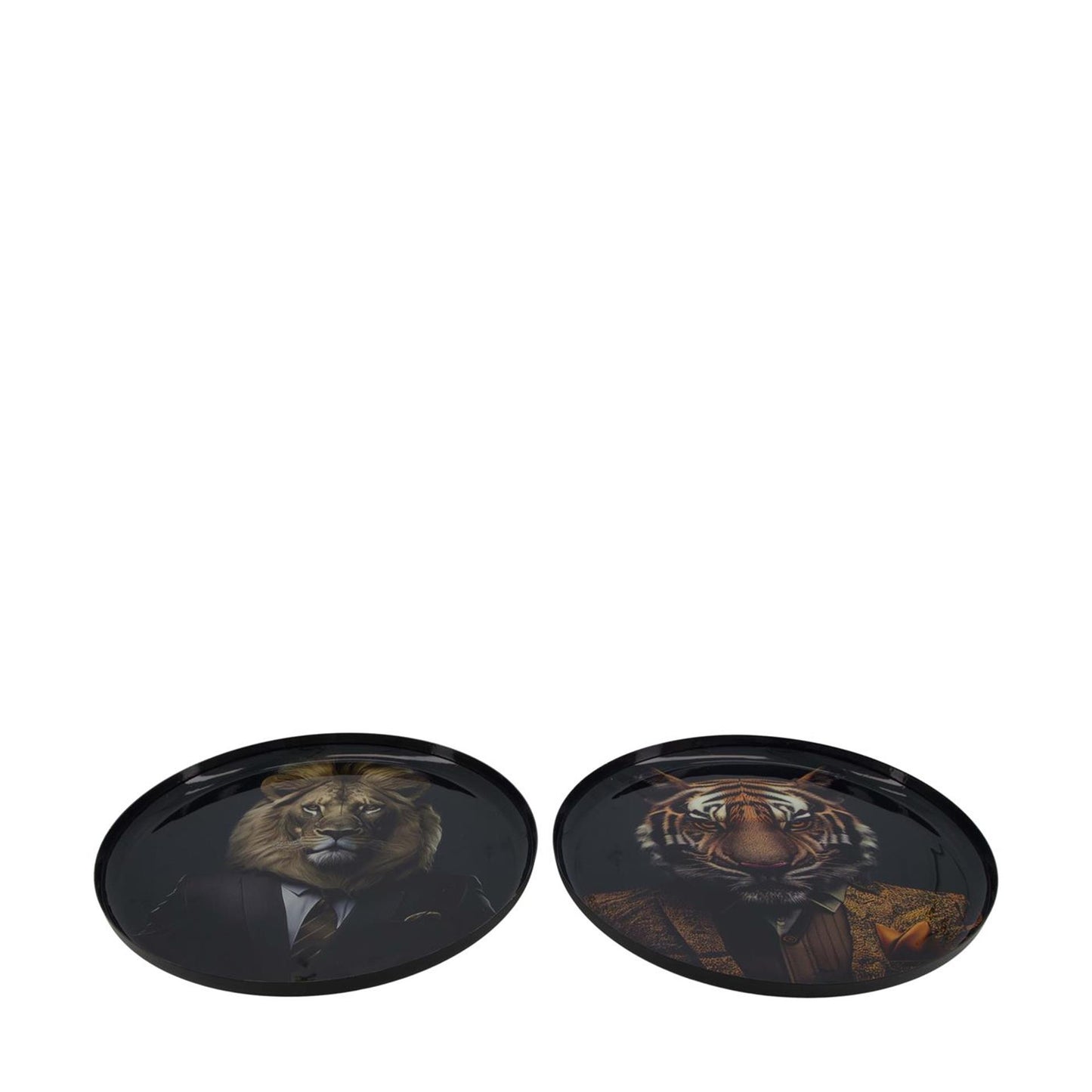 Dijk natural collections plateau en métal animalier noir ø28cm