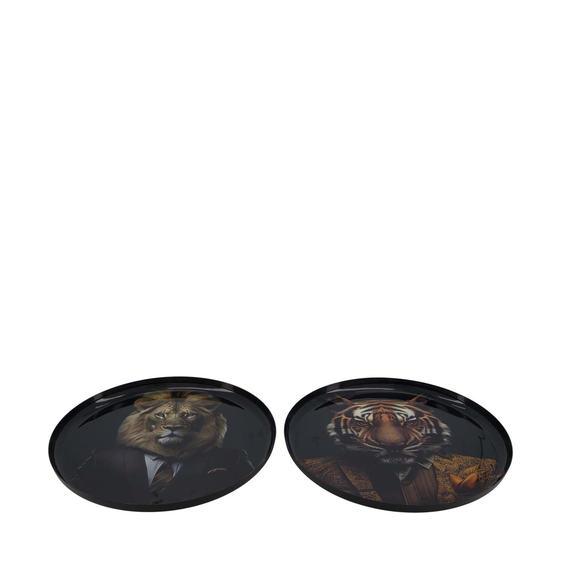 Dijk natural collections plateau en métal animalier noir ø28cm
