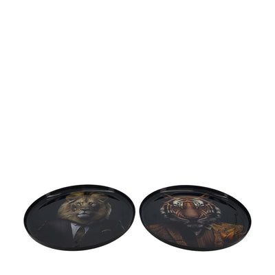 Dijk natural collections plateau en métal animalier noir ø28cm