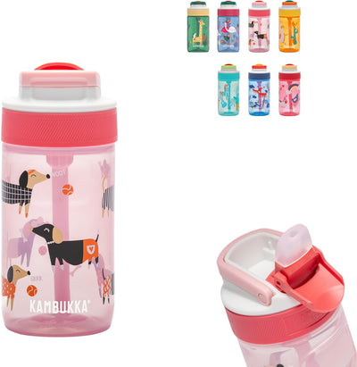 Gourde Kambukka Lagoon pour enfants 400 ml Diva Dogs - avec paille intégrée - Gourde pour enfants - Gobelet pour l'école