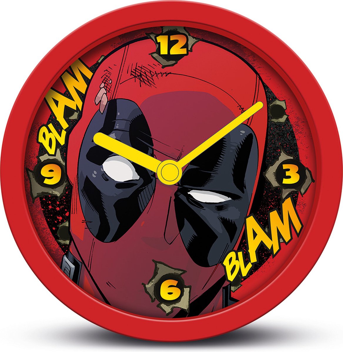 Pyramid international deadpool - blam blam - horloge de bureau - rouge - 12cm