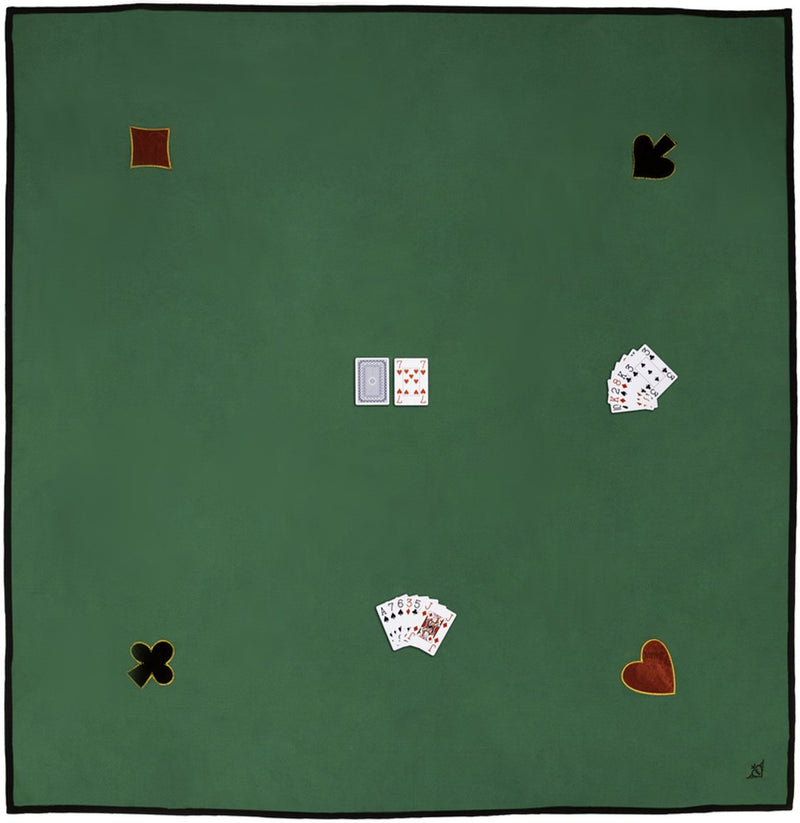 Tapis de cartes Engelhart – 150 x 150 cm – 100 % coton – avec 4 applications – lavable – tapis de jeu extra large pour jeux de cartes et soirées de jeux –