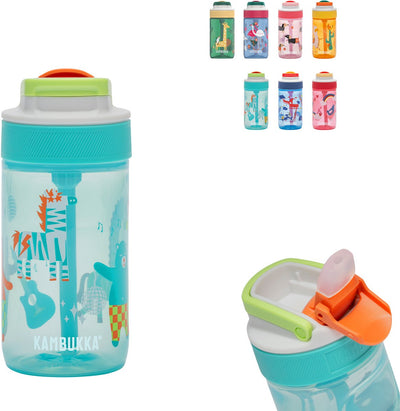 Gourde Kambukka Lagoon pour enfants 400 ml Disco Zoo - avec paille intégrée - Gourde pour enfants - Gobelet pour l'école