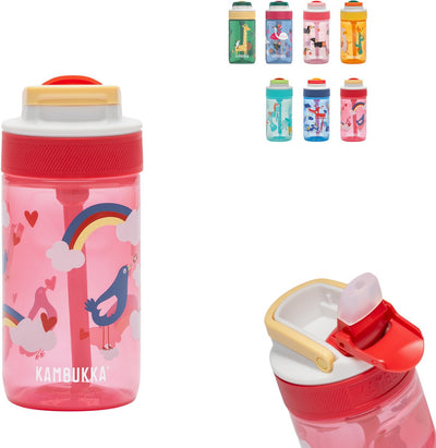 Gourde lagon Kambukka pour enfants 400 ml tourtereaux - avec paille intégrée - gourde pour enfants - gobelet pour l'école