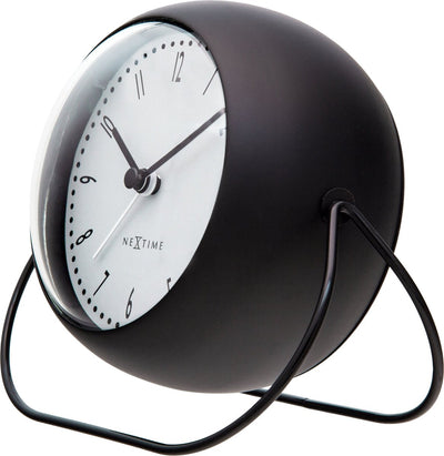 Réveil à bulles Nexttime – réveil de table – 14 × 12 × 8 cm – métal – noir – silencieux