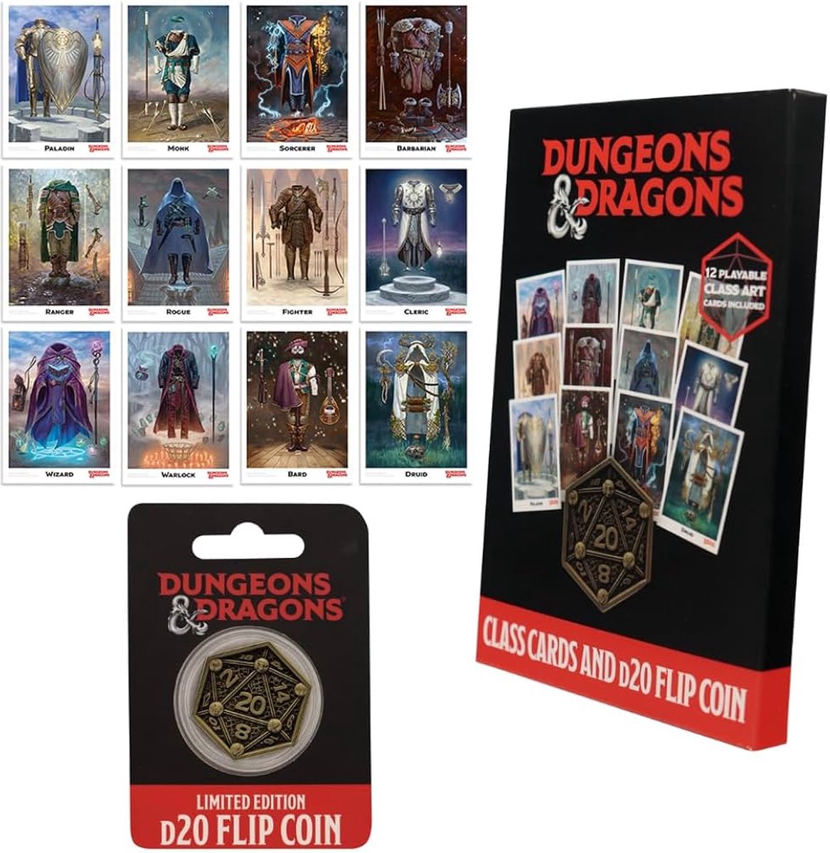 Donjons et dragons donjons dragons : cartes de classe et pièce à lancer d20