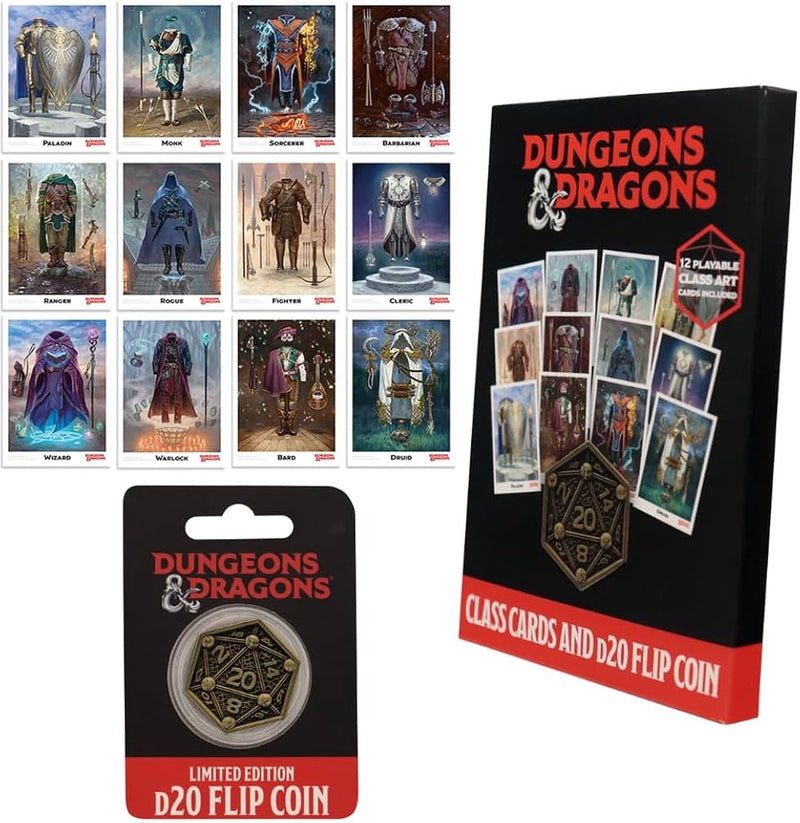 Donjons et dragons donjons dragons : cartes de classe et pièce à lancer d20