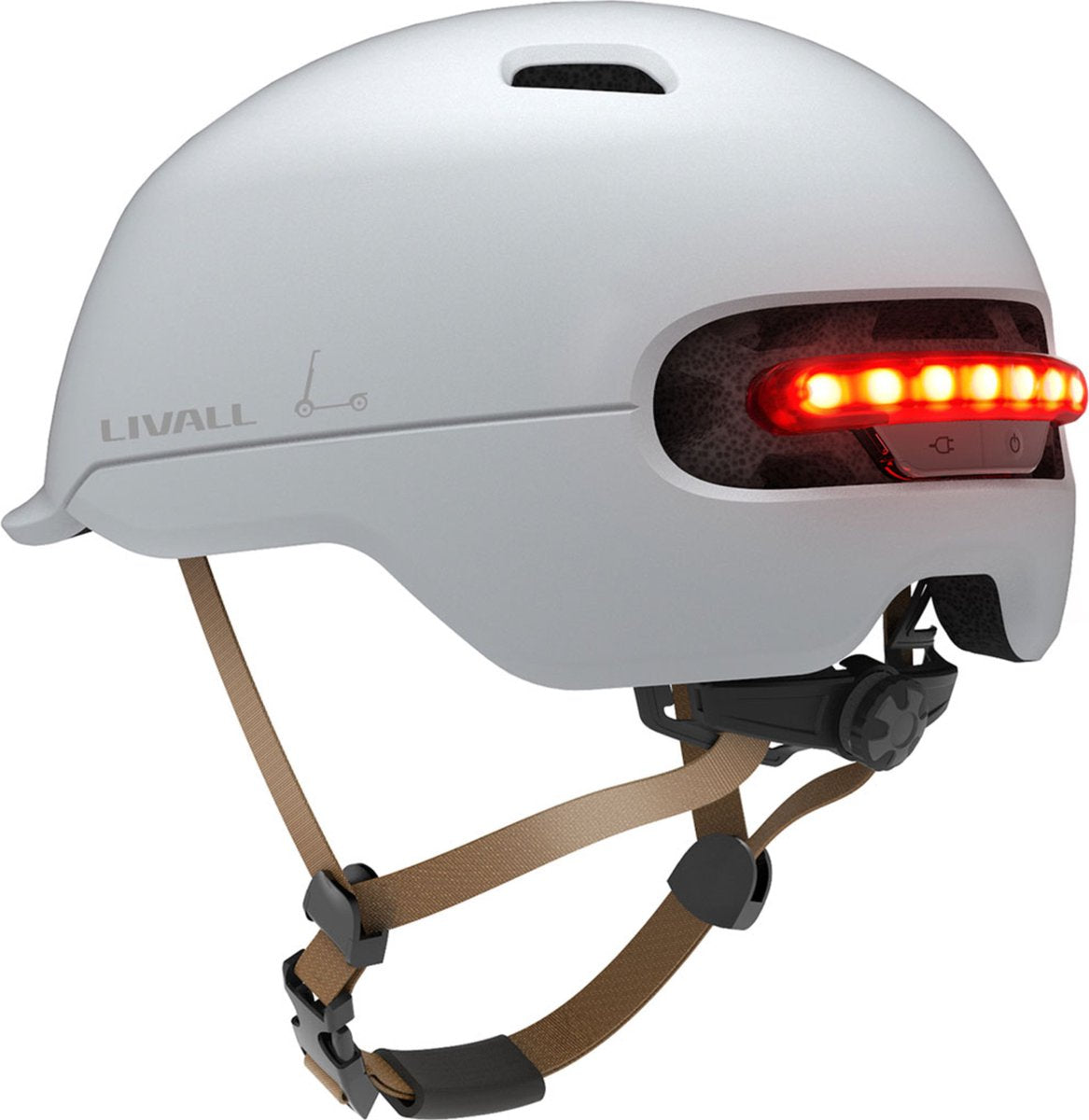 Livall c20 blanc grand - casque de vélo (intelligent) - fonction SOS - éclairage intelligent - feu stop