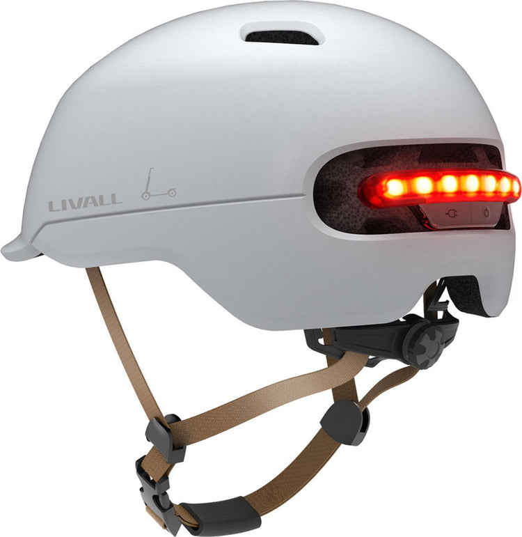 Livall c20 blanc grand - casque de vélo (intelligent) - fonction SOS - éclairage intelligent - feu stop