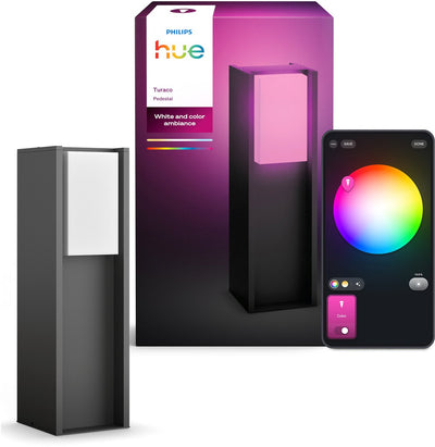 Lampe sur pied basse Philips Hue Turaco - éclairage de jardin - gris anthracite - IP44 - lumière blanche et colorée - 1100 lumens - contrôle via notre application ou avec votre voix - compatible avec la matière