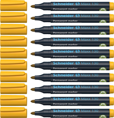 Instruments d'écriture Schneider marqueur permanent Schneider - maxx 130 - pointe ronde - jaune - 10 pièces - largeur de trait 1-3 mm - s-113005-10
