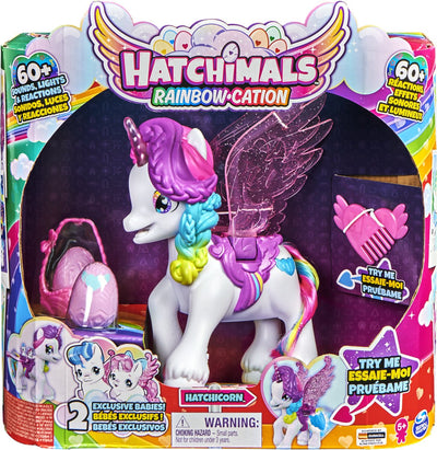 Hatchimals colleggtibles - Licorne Hatchimals interactive avec des ailes qui battent, plus de 60 lumières et sons et 2 bébés uniques