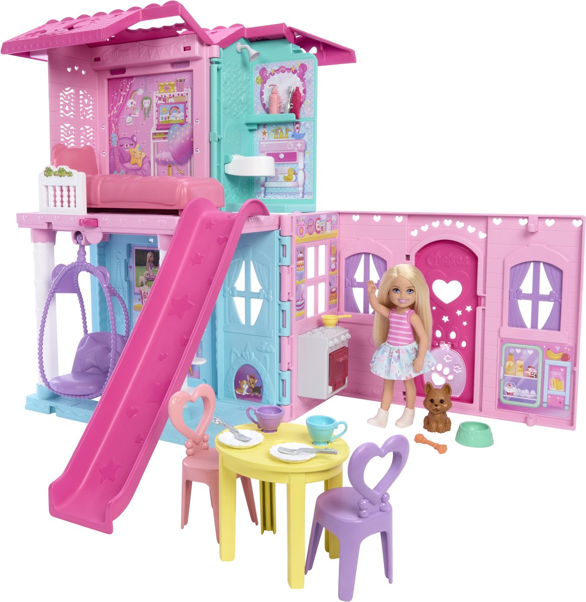 Ensemble de jeu de maison pop-up Mattel Barbie Dollhouse Chelsea multicolore.