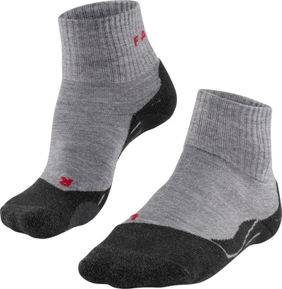 Falke tk2 chaussettes de marche courtes anti ampoules, rembourrage moyen chaussettes de sport en laine mérinos hommes gris - taille 46-48
