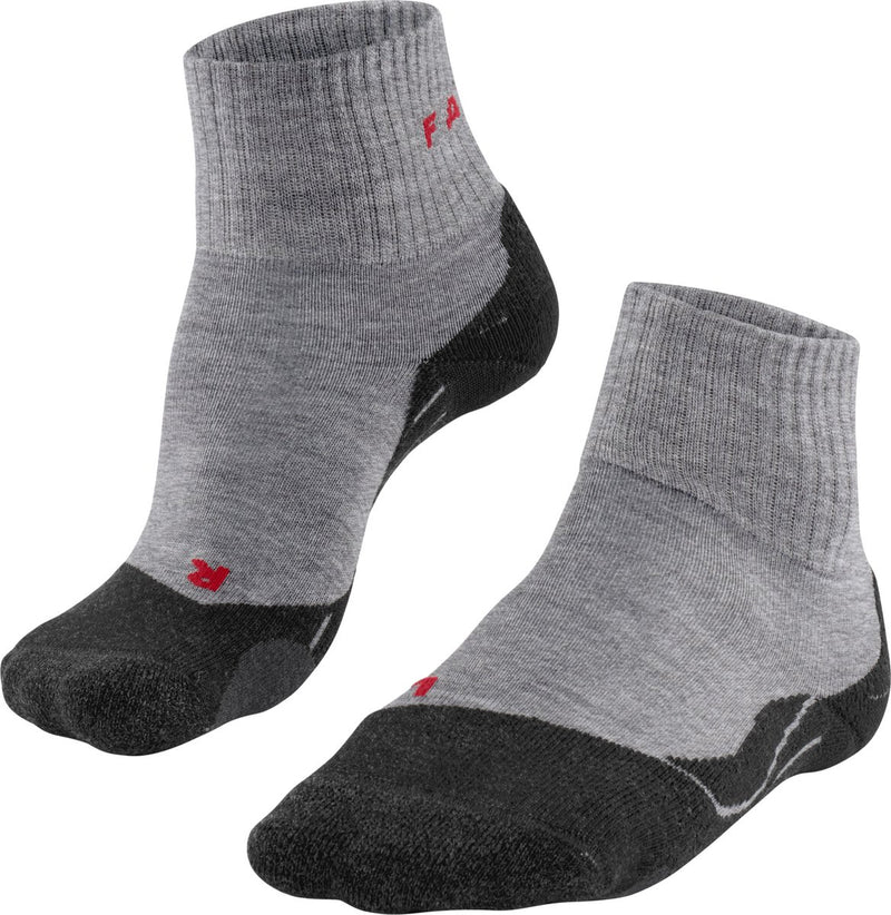 Falke tk2 chaussettes de marche courtes anti ampoules, rembourrage moyen chaussettes de sport en laine mérinos hommes gris - taille 46-48