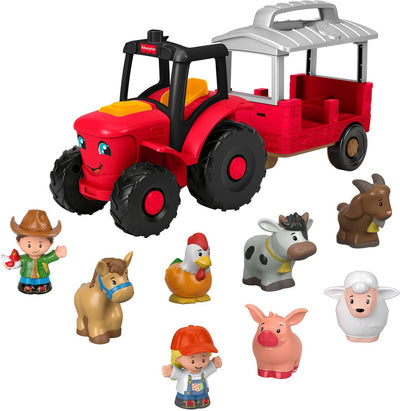 Coffret cadeau tracteur agricole Fisher-Price Little People pour soins aux animaux - tracteur musical avec figurines