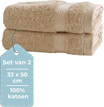 Faire taire. serviette d'invité Living Hush Living - 33×50 cm - 100% coton - qualité lourde 500g m2 - sable lot de 2