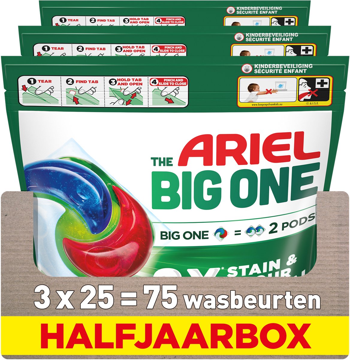 Dosettes de lessive 3en1 Ariel le grand original - 3 x 25 lavages