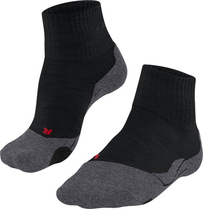 Falke tk2 chaussettes de marche courtes anti-ampoules en laine épaisse matériau fonctionnel hommes noir - taille 46-48