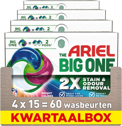 Dosettes de lessive Ariel 3en1 la grande couleur - 4 x 15 pièces