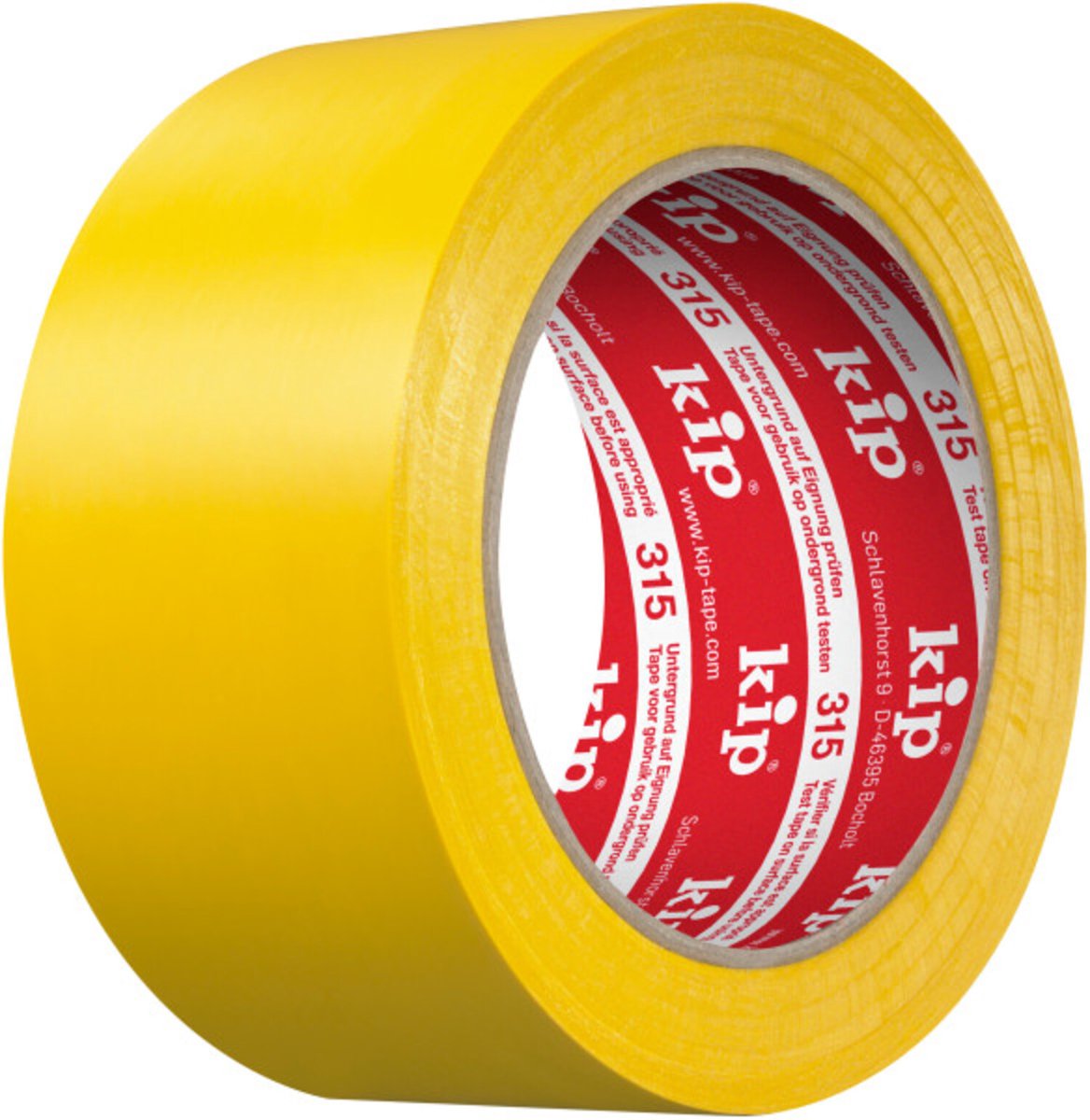 Ruban de masquage PVC Kip 315 - forte adhérence - facile à déchirer - jaune - 50 mm