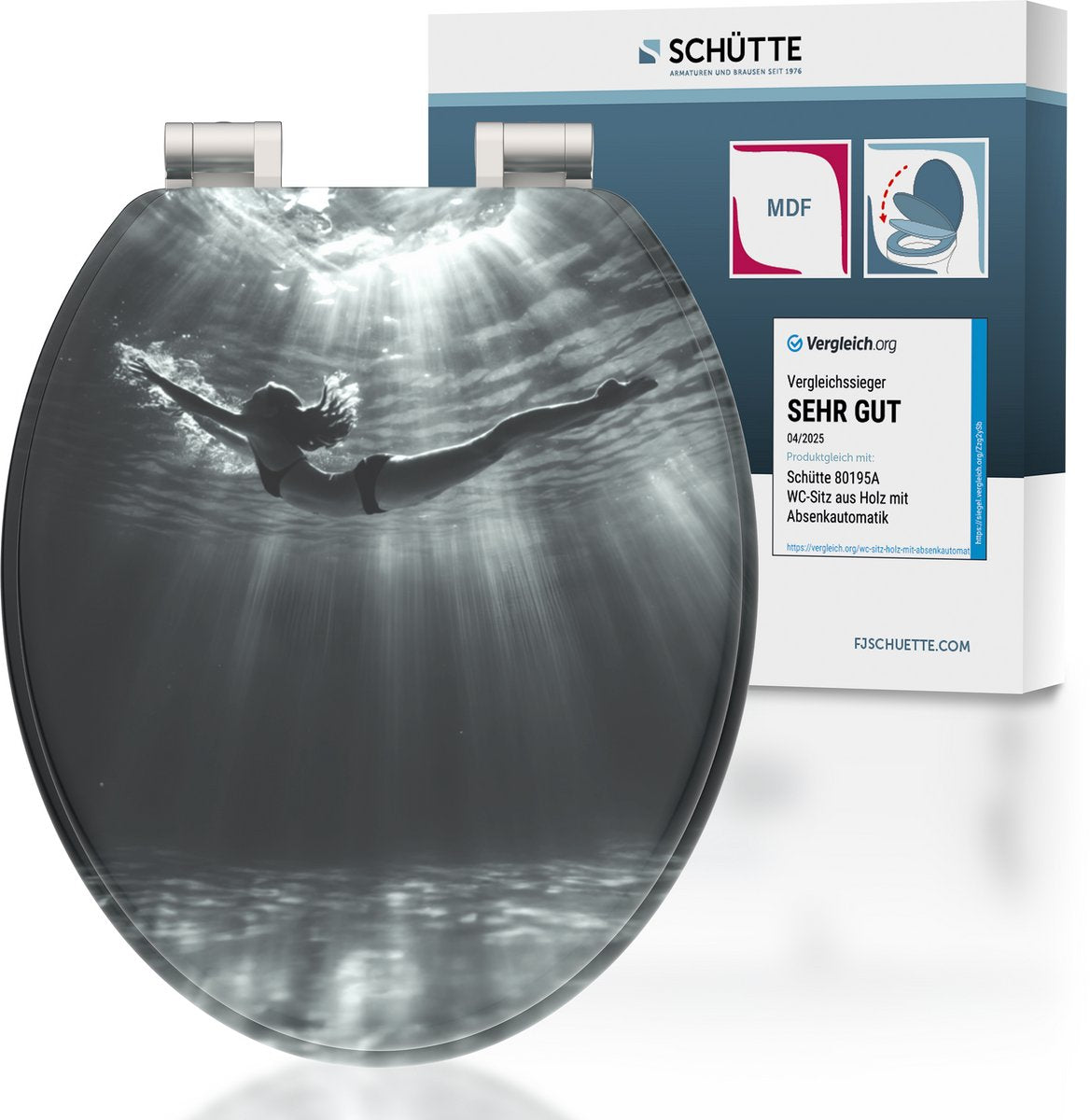 Abattant WC Schütte MDF Deep Dive, avec frein de chute