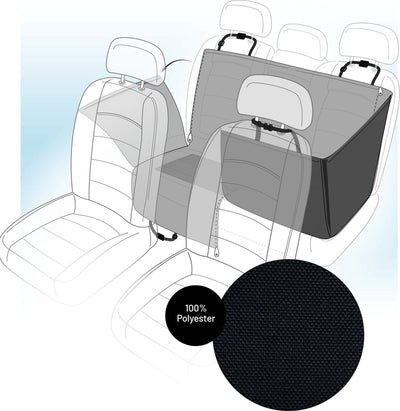 Couverture de protection Flamingo pour voiture - logi - housse de siège arrière noire pour animaux de compagnie - 145x130 cm, hydrofuge et anti-rayures