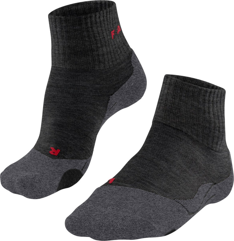 Falke tk2 chaussettes de marche courtes anti-ampoules en laine épaisse matière fonctionnelle hommes gris - taille 39-41