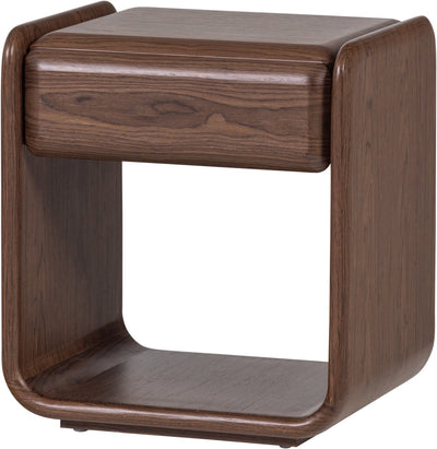 Table de chevet Woood Elura avec tiroir - placage bois - marron - 50x40x40
