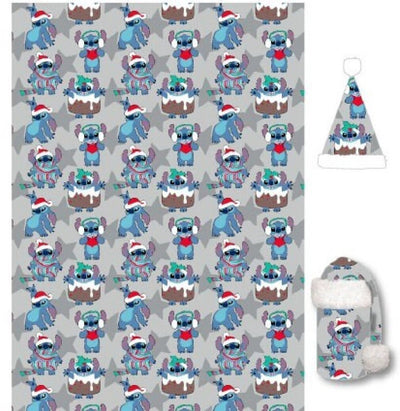 Plaid + bonnet polaire Disney Lilo Stitch, hiver - 100 x 140 - polyester