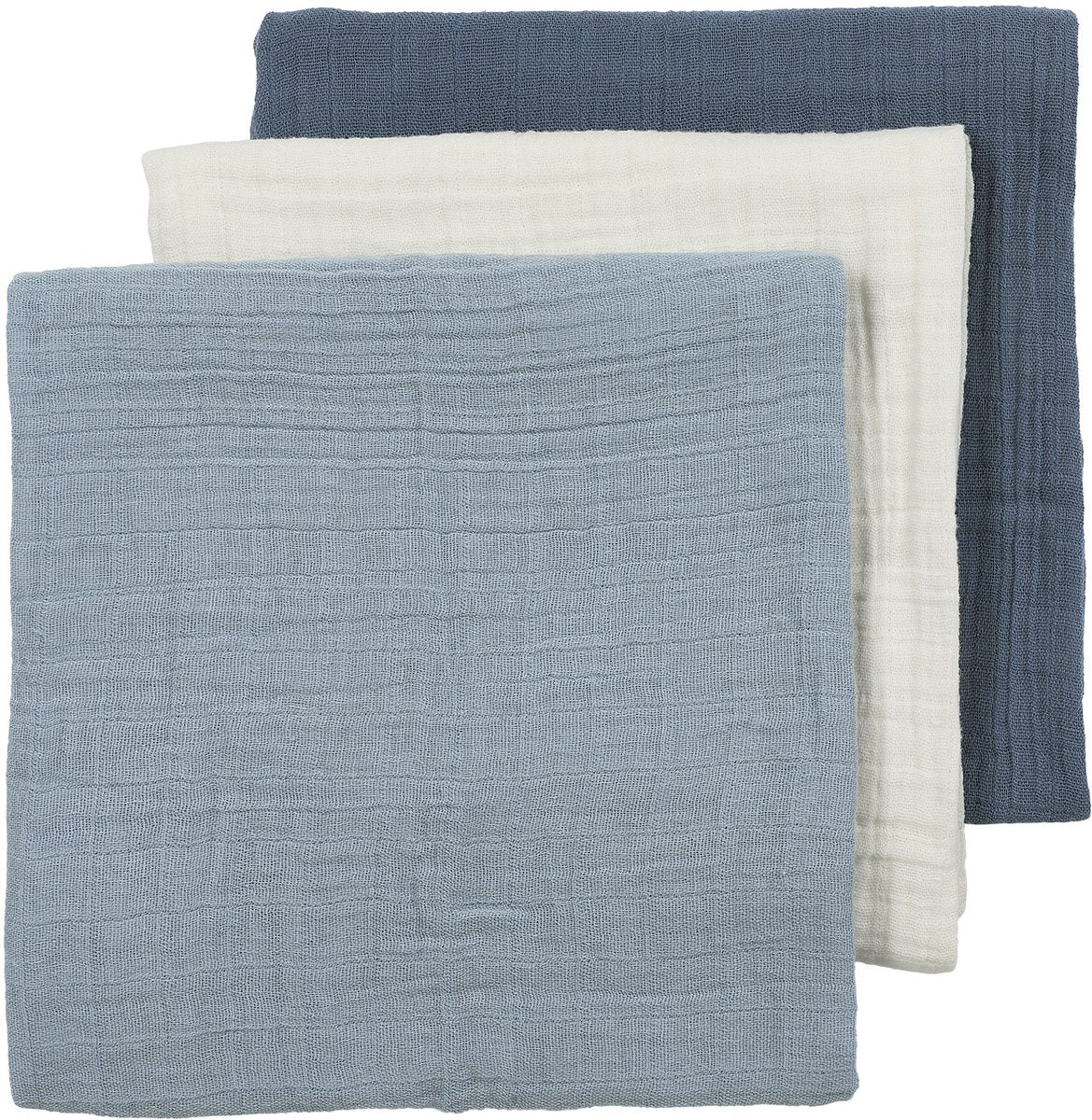 Meyco baby uni lingettes hydrophiles prélavées - hydrophiles prélavées - jeans naturel bleu indigo - 70x70cm - paquet de 3