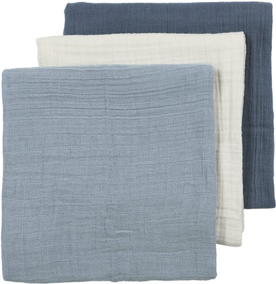Meyco baby uni lingettes hydrophiles prélavées - hydrophiles prélavées - jeans naturel bleu indigo - 70x70cm - paquet de 3