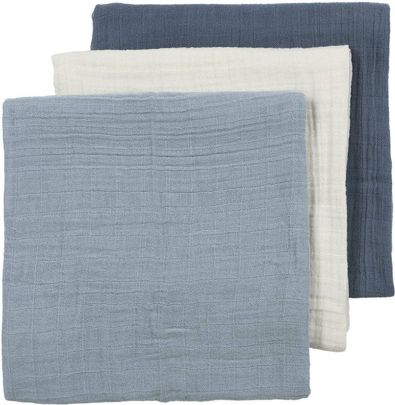 Meyco baby uni lingettes hydrophiles prélavées - hydrophiles prélavées - jeans naturel bleu indigo - 70x70cm - paquet de 3