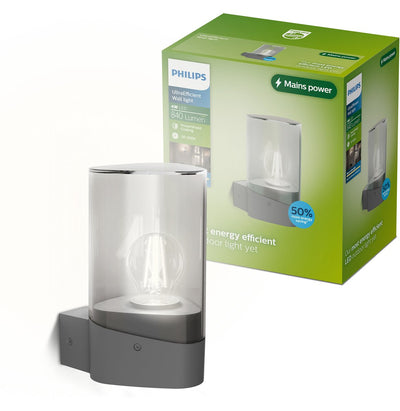 Philips LED Applique Philips Nayl - éclairage extérieur - lampe LED E27 incluse - lumière blanc chaud : 2700k - anthracite - revêtement Powershield