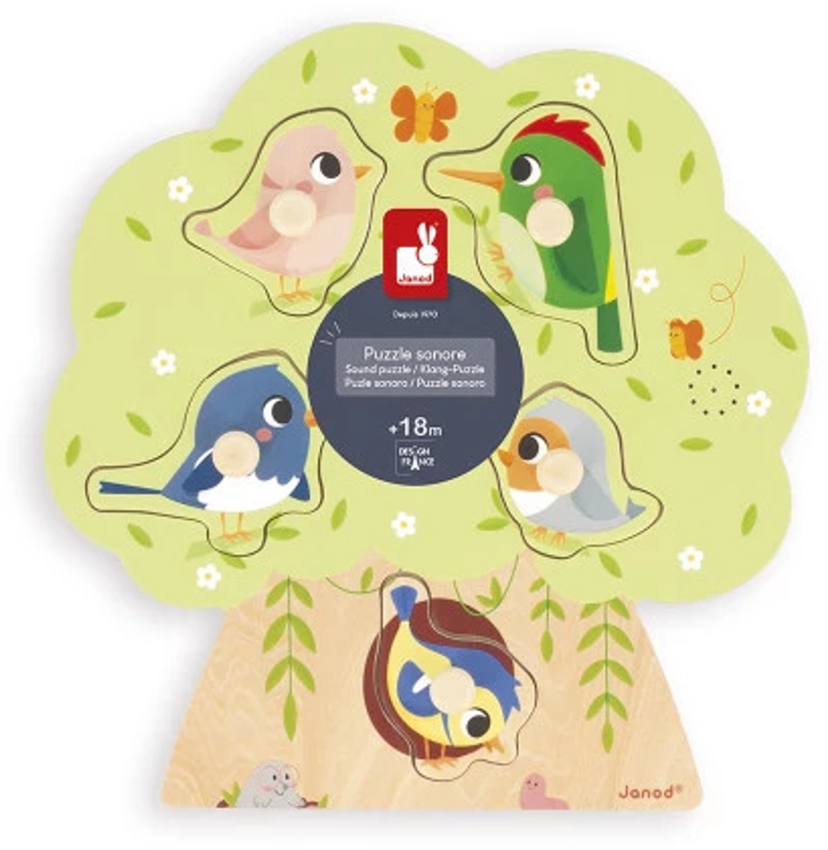 Janod - puzzle musical - oiseaux - 5 pièces