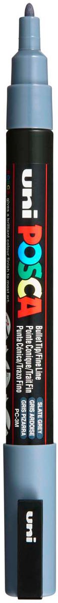 Marker Posca Uni-Posca, AFM PC-3M, épaisseur de ligne 0,9-1,3 mm, fin, gris ardoise, 1 pièce