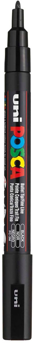 Marqueur Posca Uni-Posca, AFM PC-3M, épaisseur de ligne 0,9-1,3 mm, fin, noir, 1 pièce