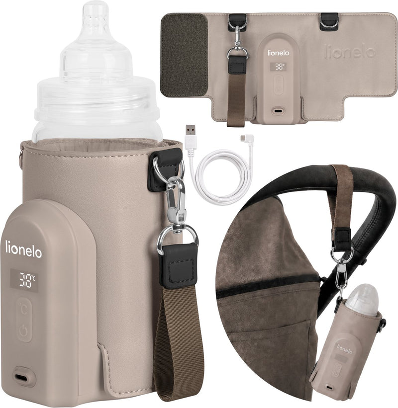 Chauffe-biberon Lionelo thermup go evo - mobile - 5 niveaux de température - chargement USB-C - jusqu'à 9 heures de chaleur - adapté au verre et au plastique