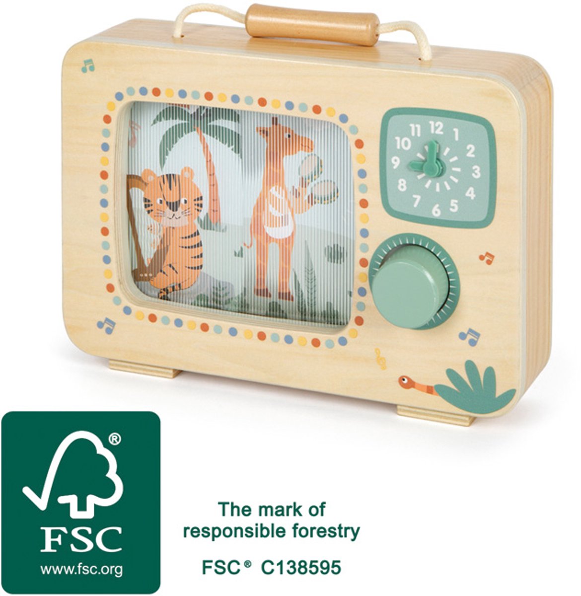Small foot - boîte à musique télévision en bois safari fsc