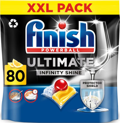 Tablettes pour lave-vaisselle Finish Ultimate Infinity Shine Citron - 80 gélules - boîte trimestrielle